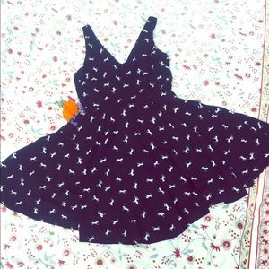 Navy Everly fitted skater dress